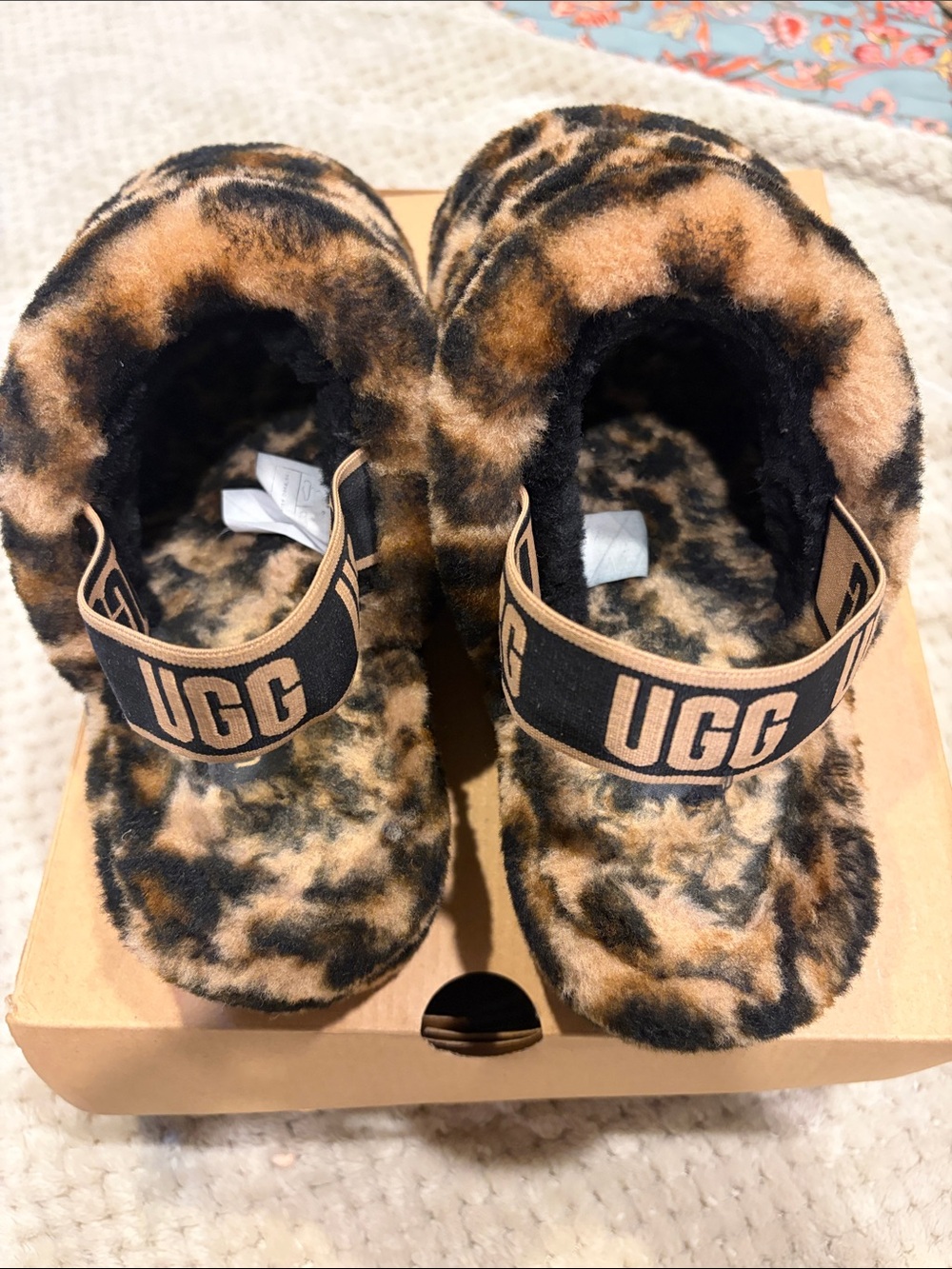 UGG Leopard Print Women’s Faux-Fur Slide Slippers - Brown/Black. Size 9 - Picture 4 of 4